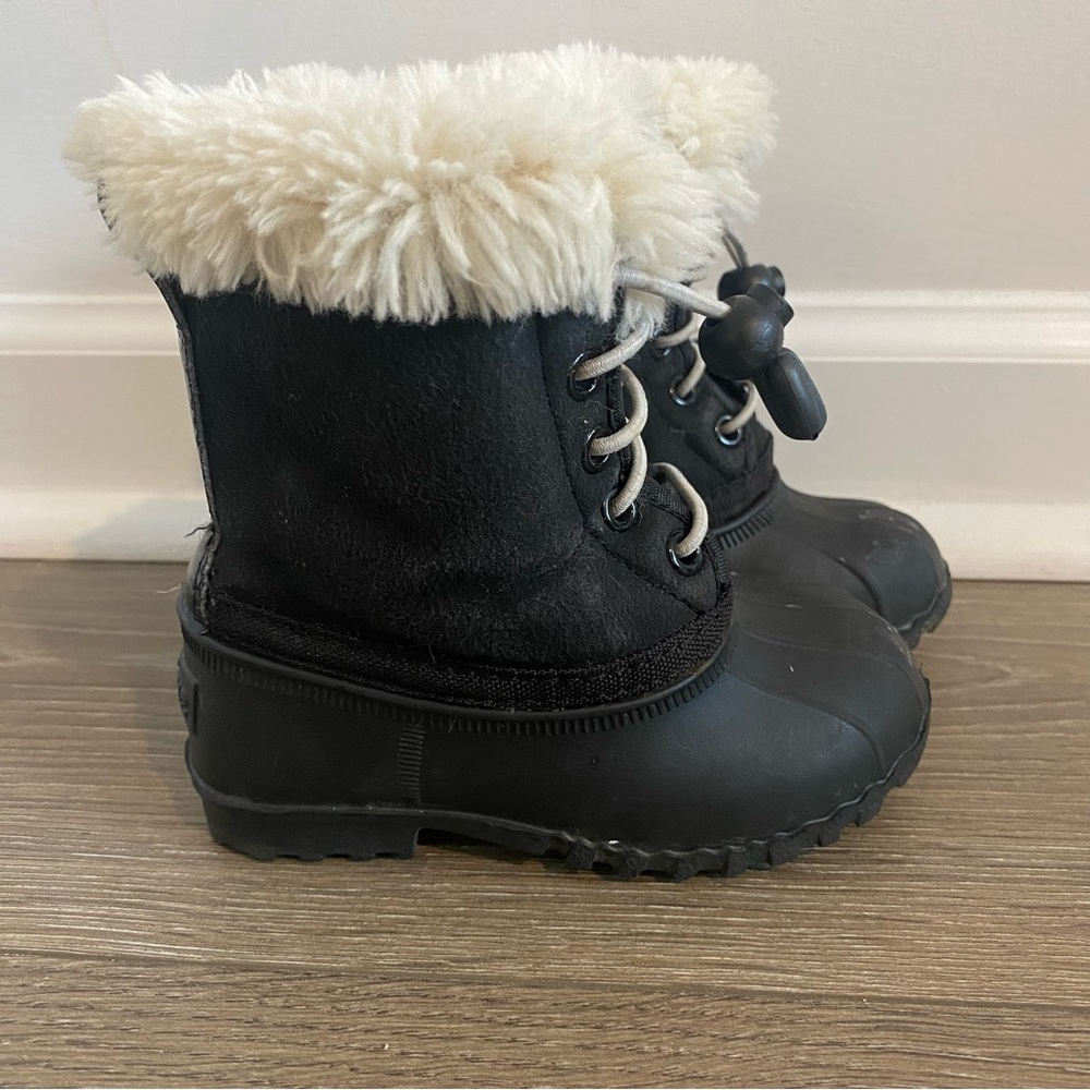 C7 Toddler Black Native Snow Winter Boots Faux Fur Lined